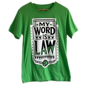 WWE Kelly Green Apollo Crews My Word Is Law Wrestling Tee (Runs Small)